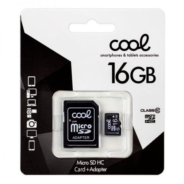 Tarjeta Memoria Micro SD con Adapt. x16 GB COOL (Clase 10) ServiPhone